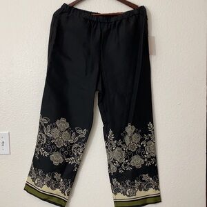 Black Floral Embroidered Pants